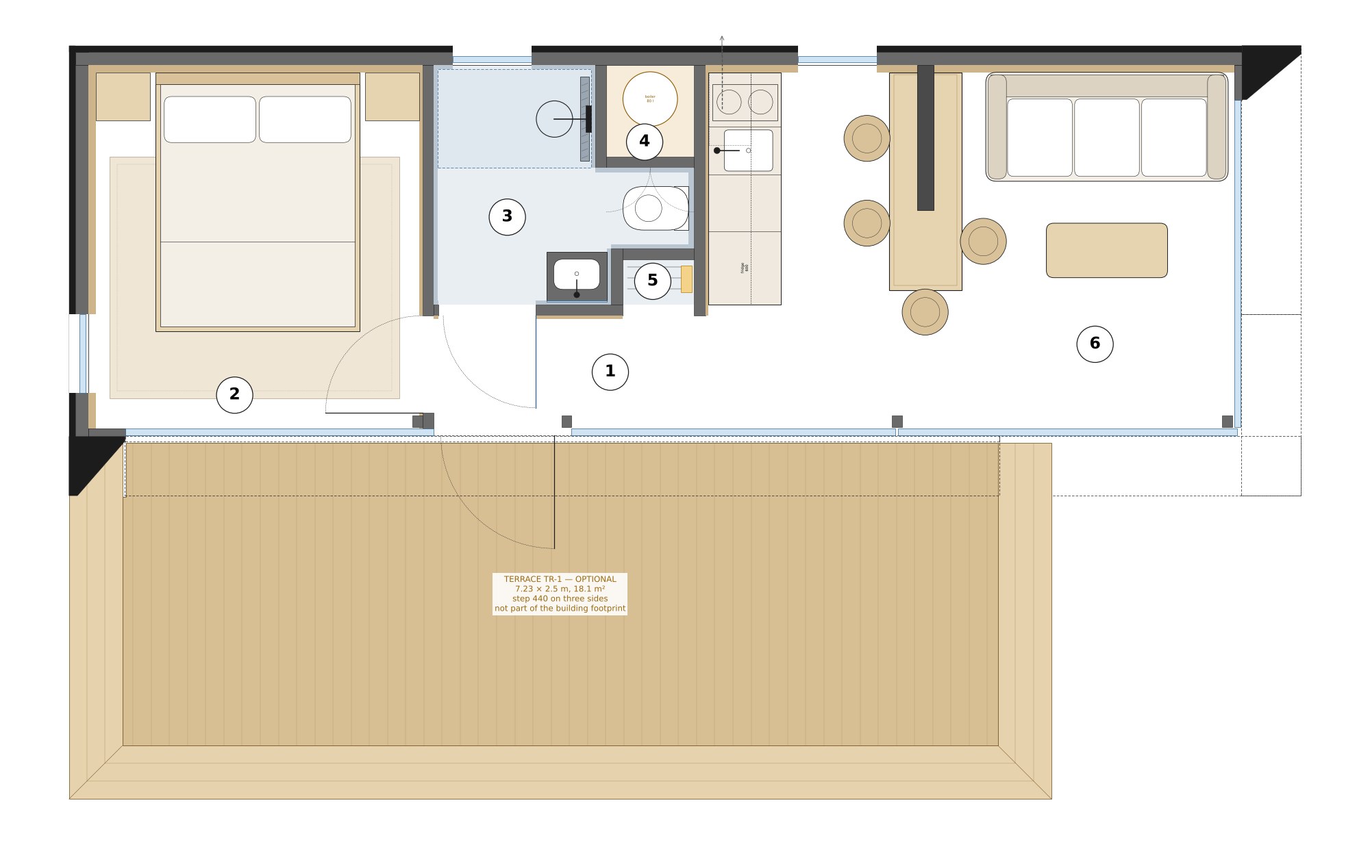 ECHO 26.2 floor plan with numbered rooms